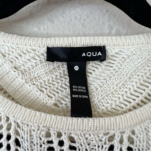 Aqua Women’s Cut Out Knit Sweater Size Medium Ivory - Picture 5 of 6